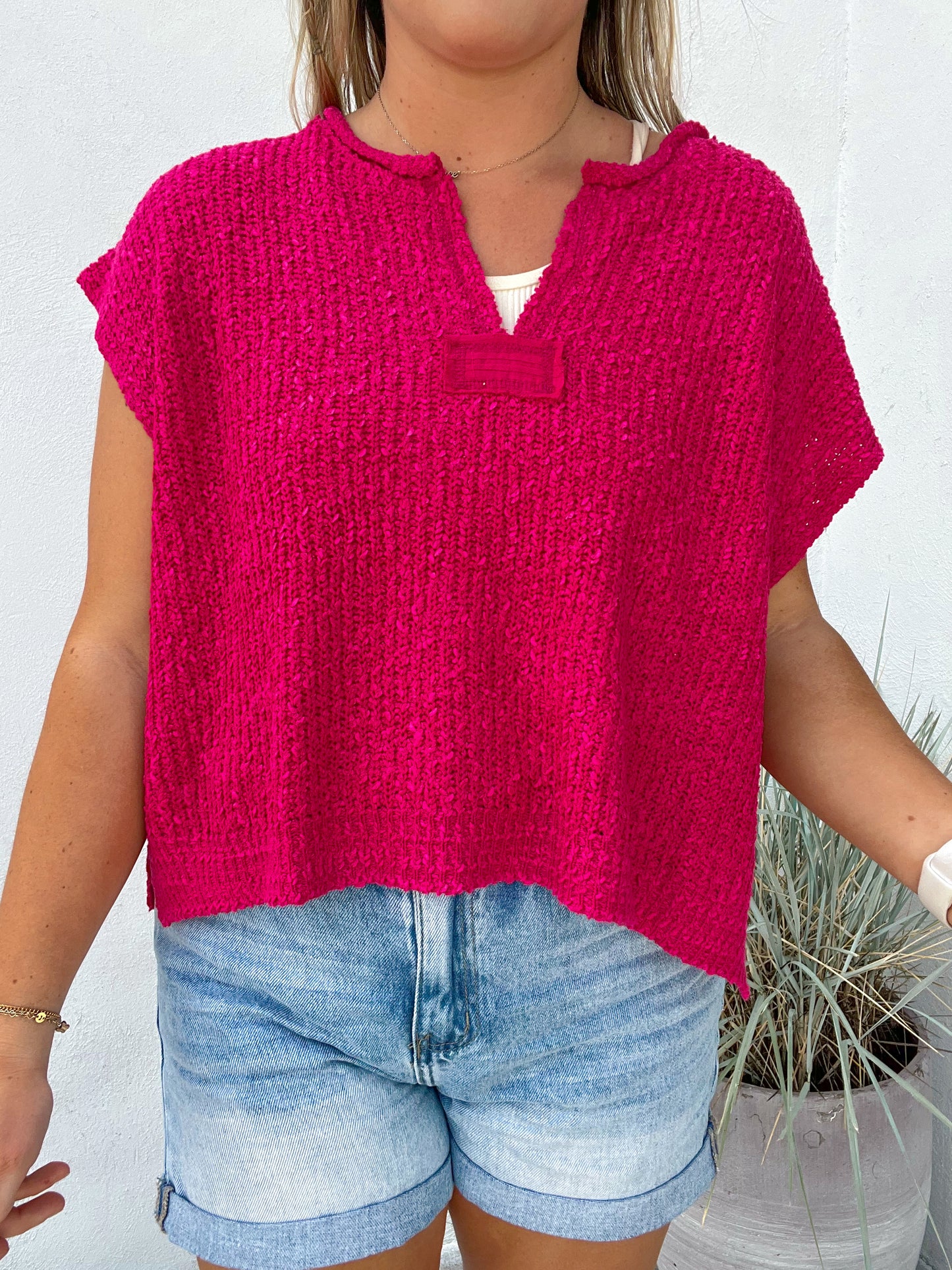 Laguna Sweater Vest - FUSHIA