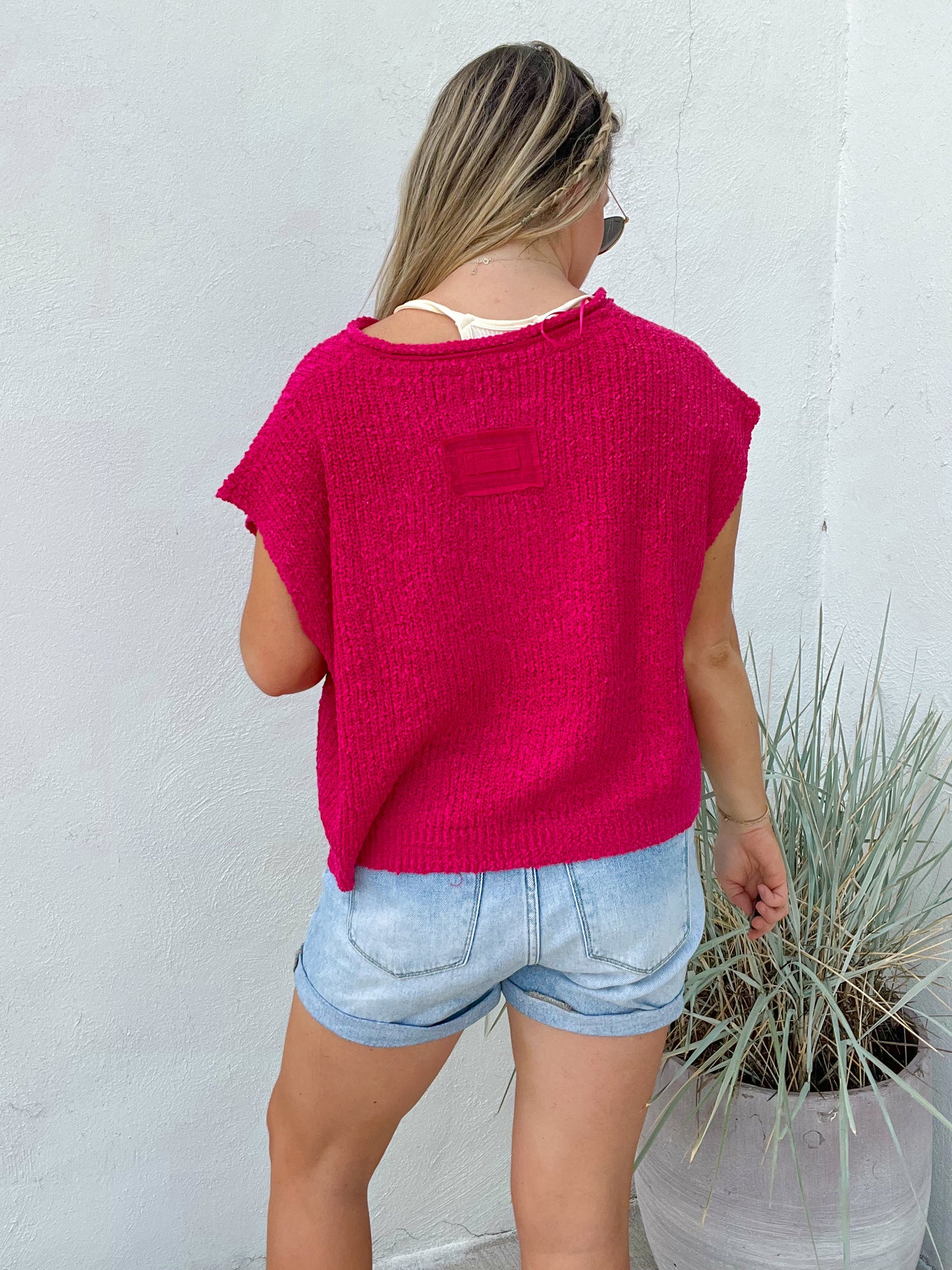 Laguna Sweater Vest - FUSHIA