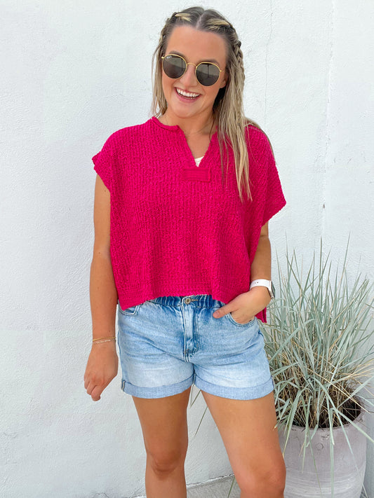 Laguna Sweater Vest - FUSHIA