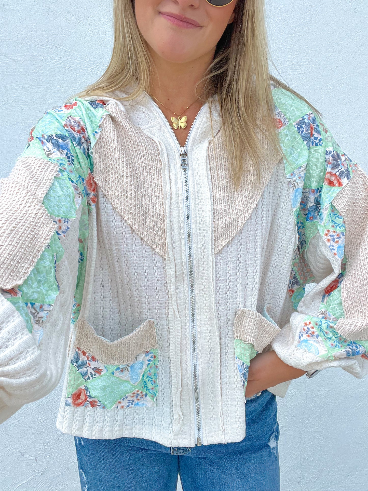 Vintage Floral Zip Up