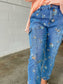 Floral Embroidered Denim Jeans