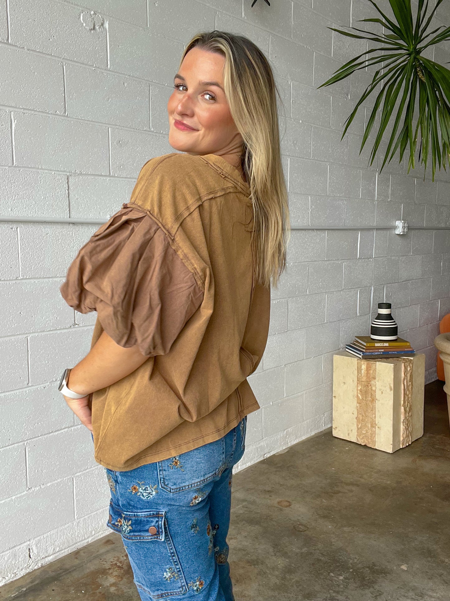 The Mocha Puff Sleeve Top