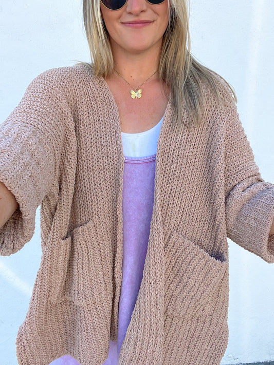 The Cozy Nights Cardigan - TAUPE