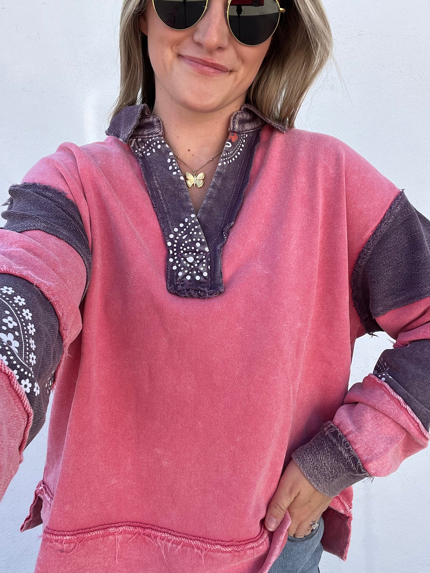 The Paisley Pullover - PINK