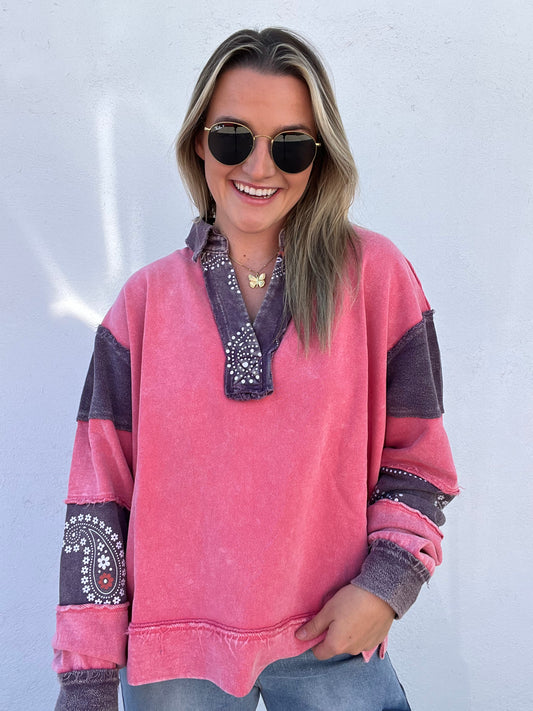 The Paisley Pullover - PINK