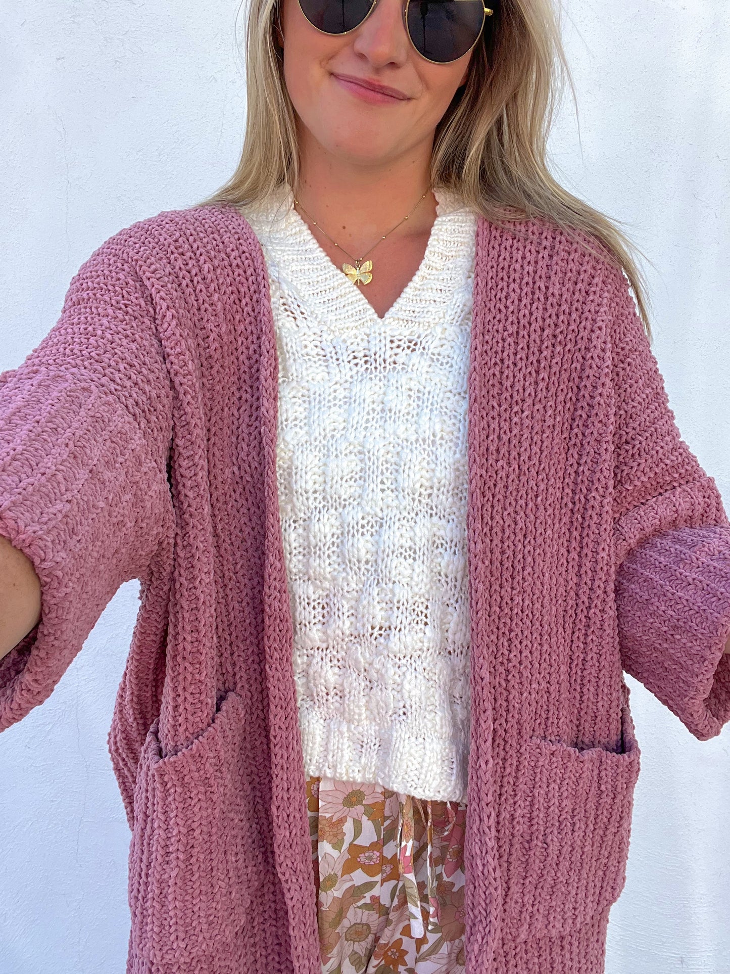 The Cozy Nights Cardigan - MAUVE