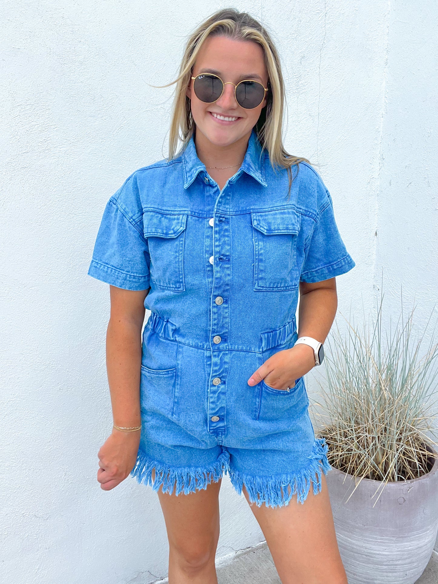 Out of The Blue Denim Romper