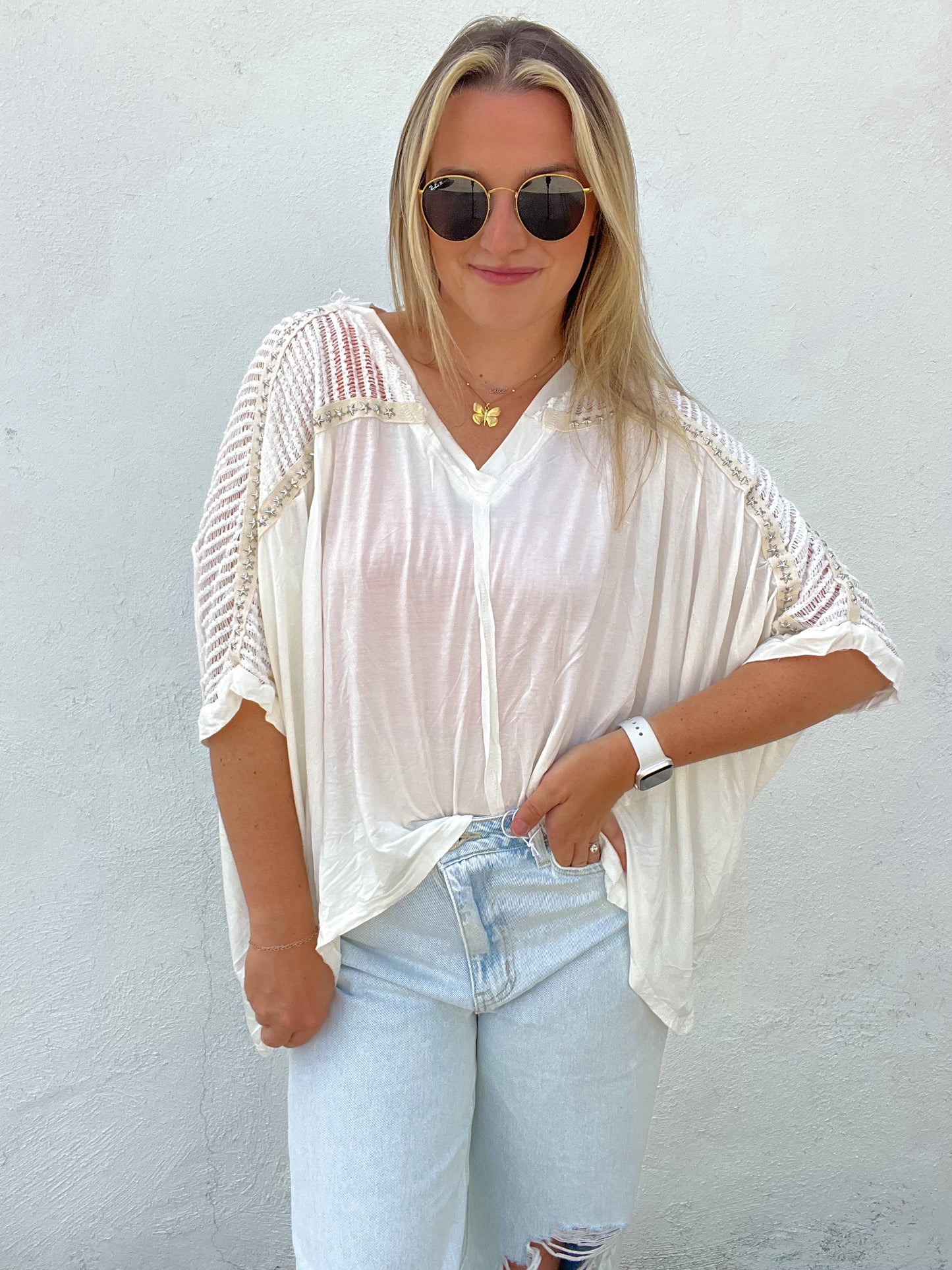 Star Studded Top - WHITE