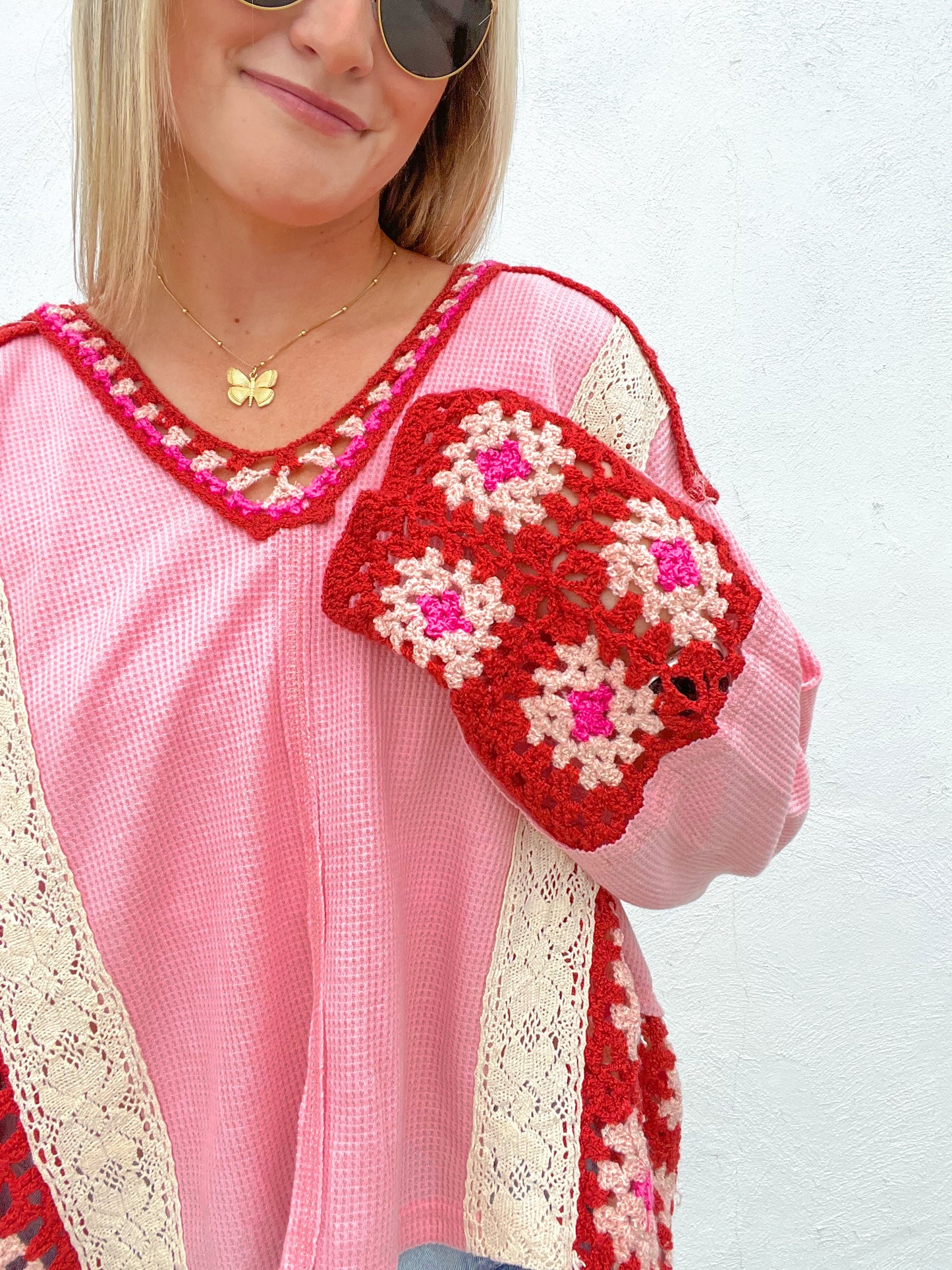 Pink Granny Square Crochet Top