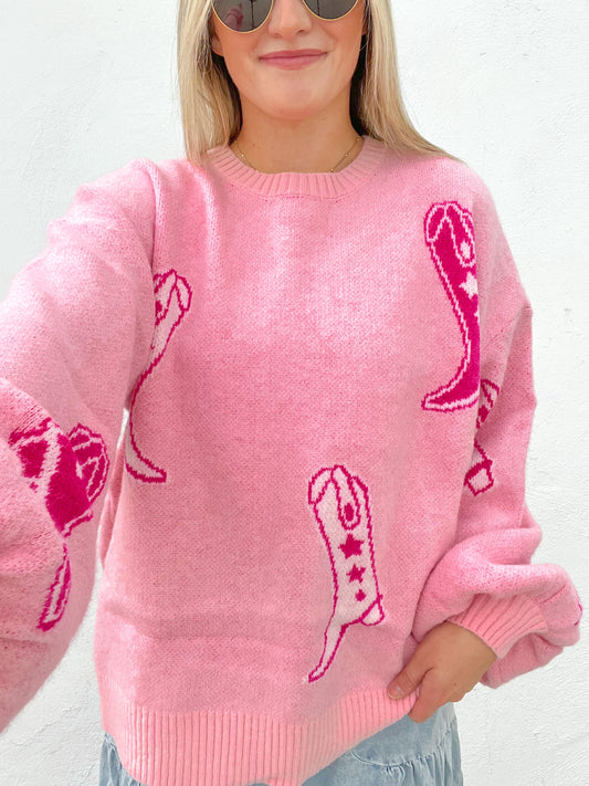 Pink Knockin Boots Sweater