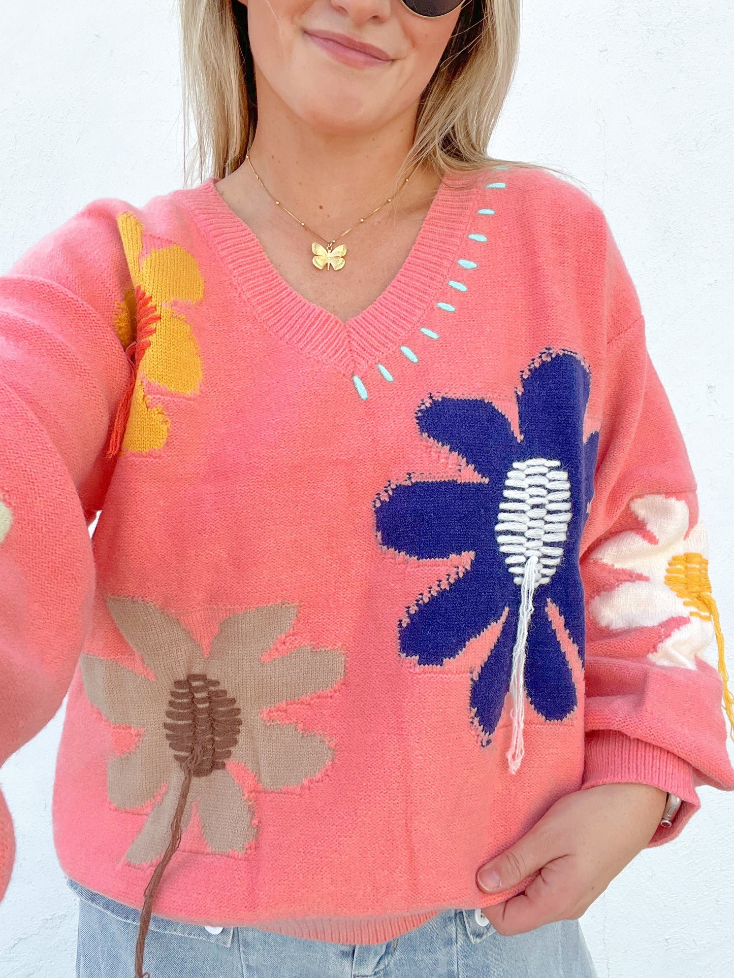 Flower Power Sweater - WATERMELON