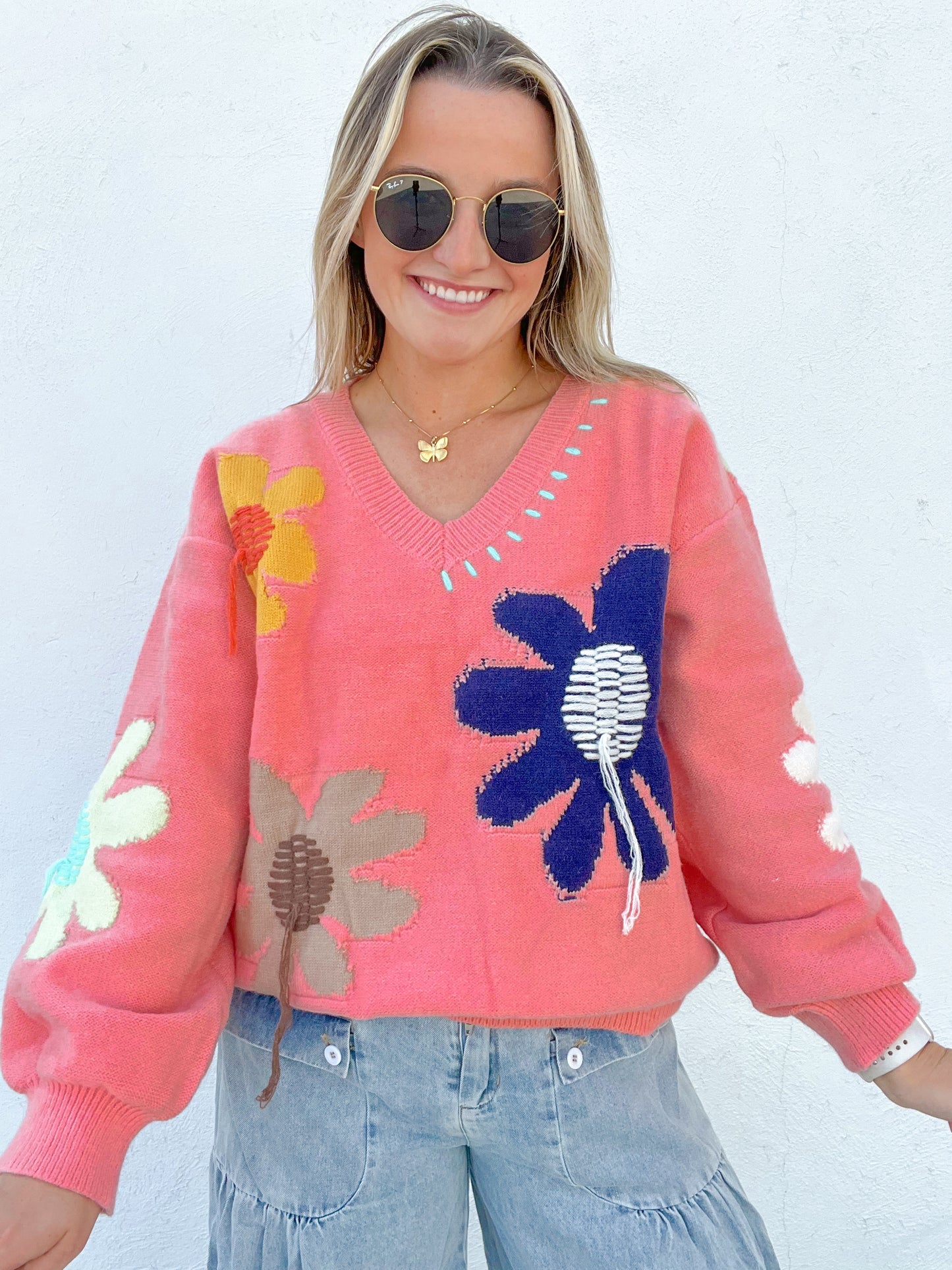 Flower Power Sweater - WATERMELON